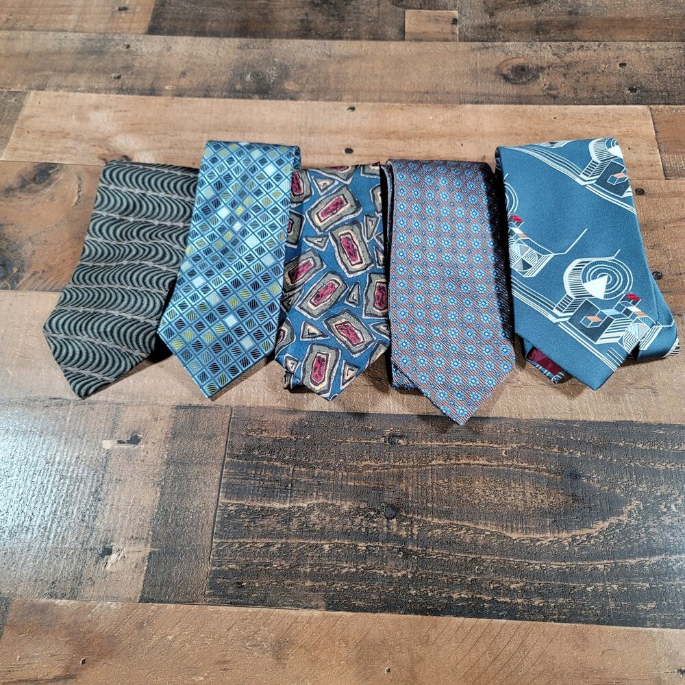 LOT of 5 Designer Graphic Geometric Mens Suit Dress Ties